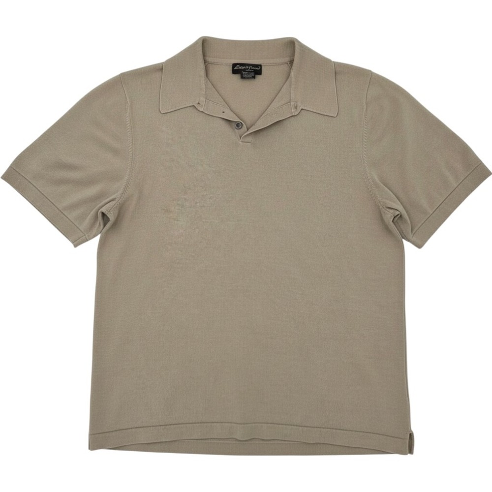Eddie Bauer Mens XL Pima Cotton Knit Polo Shirt Tan Khaki Short Sleeve Sweater